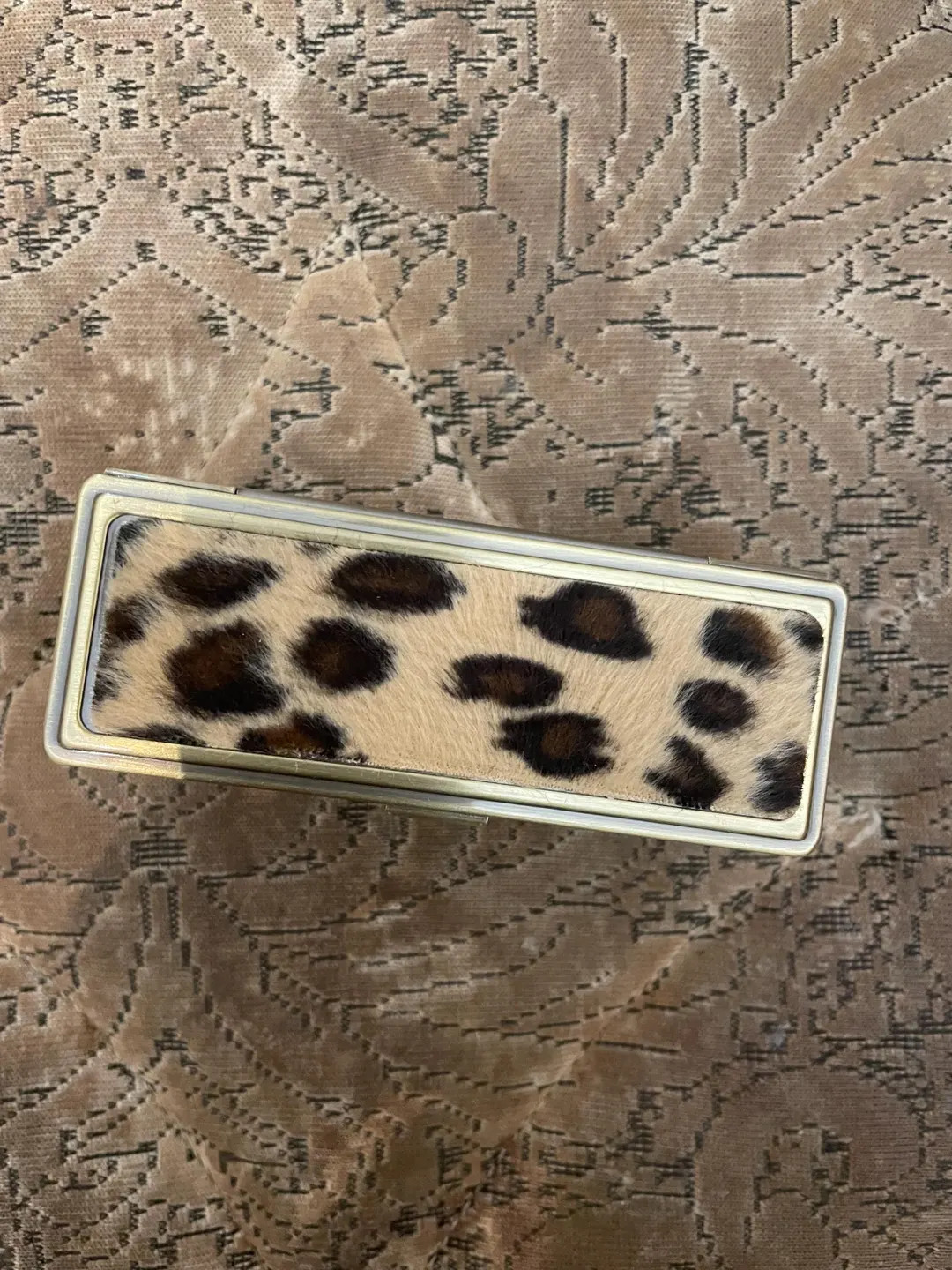 Retro Faux Fur Leopard Antique Brass or Zebra Silver Lipstick Case W/ Mirror - Etsy | Etsy (US)