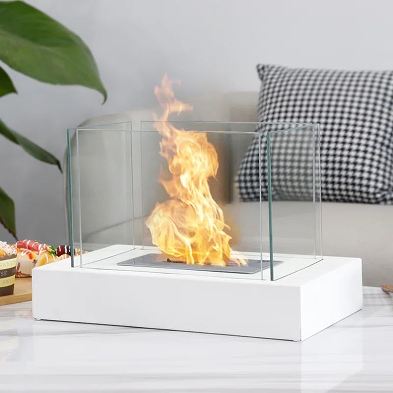 13.5" L Rectangular Tabletop Fire Bowl Pot Bio Ethanol Ventless Fireplace | Wayfair North America