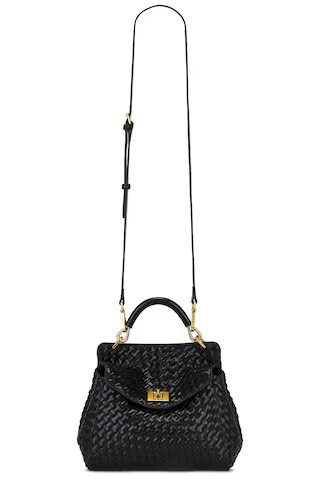 JW PEI Lucia Classic Top Handle Woven Bag in Black from Revolve.com | Revolve Clothing (Global)