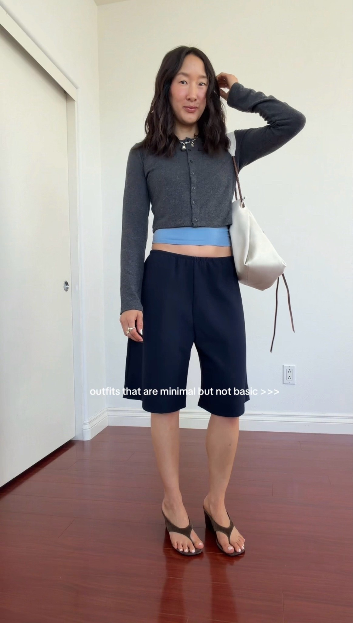 Shoes tank and bag in shopmy- wearing xs in cardigan and xs in pants