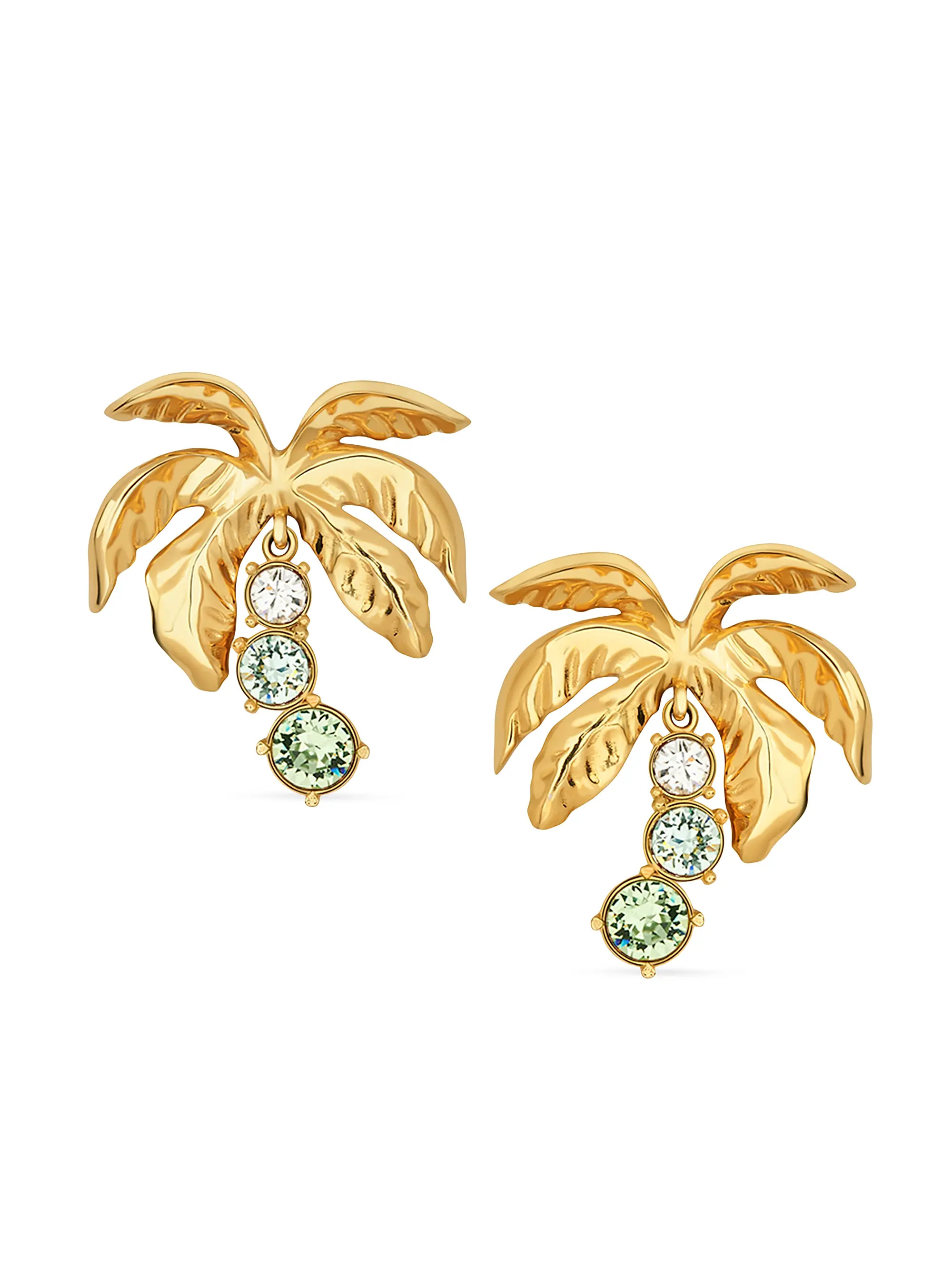 Oscar de la Renta 24K-Gold-Plated &amp; Glass Crystal Palm Tree Drop Earrings | Saks Fifth Avenue | Saks Fifth Avenue