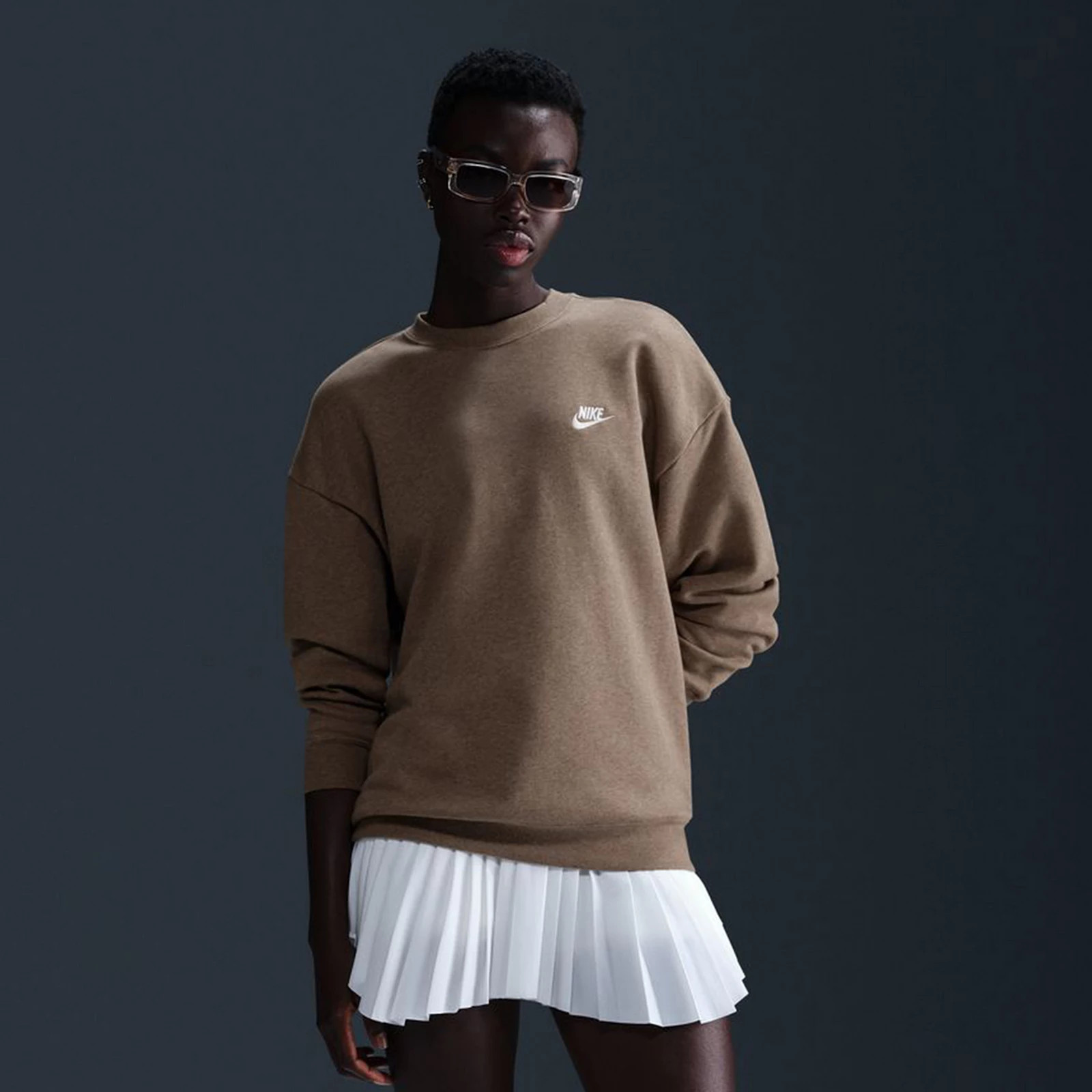 Women's Nike Sportswear Club Fleece Loose Crewneck Sweatshirt, Size: Small, Mink Brown Grey | Kohl's