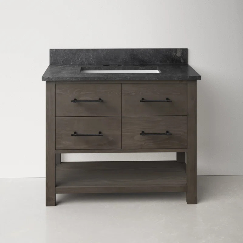 Keri 42'' Free-standing Single Bathroom Vanity with Blue Limestone Vanity Top | Wayfair North America