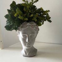 Faux Succulent Pot, Grecian Head Flower Pot Planter With Succulents | Etsy (US)