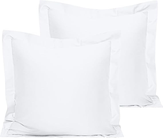 NTBAY Cotton 26x26 Euro Sham Covers - 500 Thread Count Egyptian Cotton Euro Pillow Covers, 2 Pack... | Amazon (US)