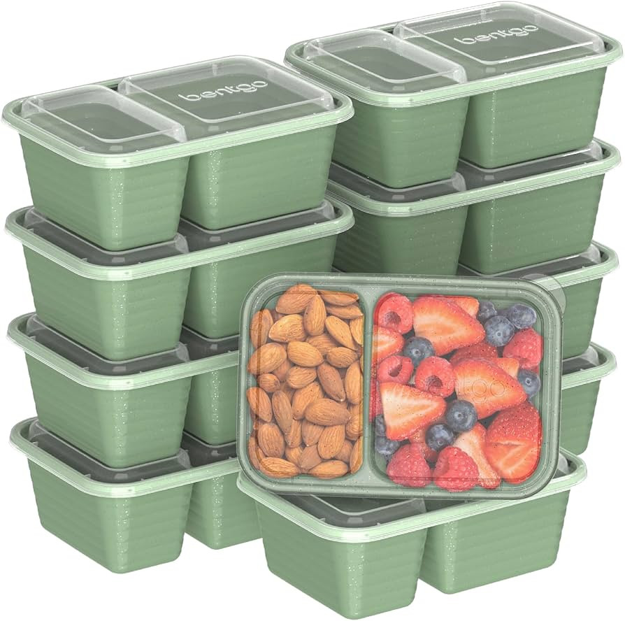 Bentgo Prep - 2-Compartment Snack Containers with Lids - Reusable, Microwaveable, Durable, PFAS &... | Amazon (US)