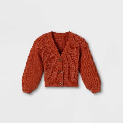 Toddler Girls' V-Neck Cardigan - Cat & Jack™ Dark Orange | Target