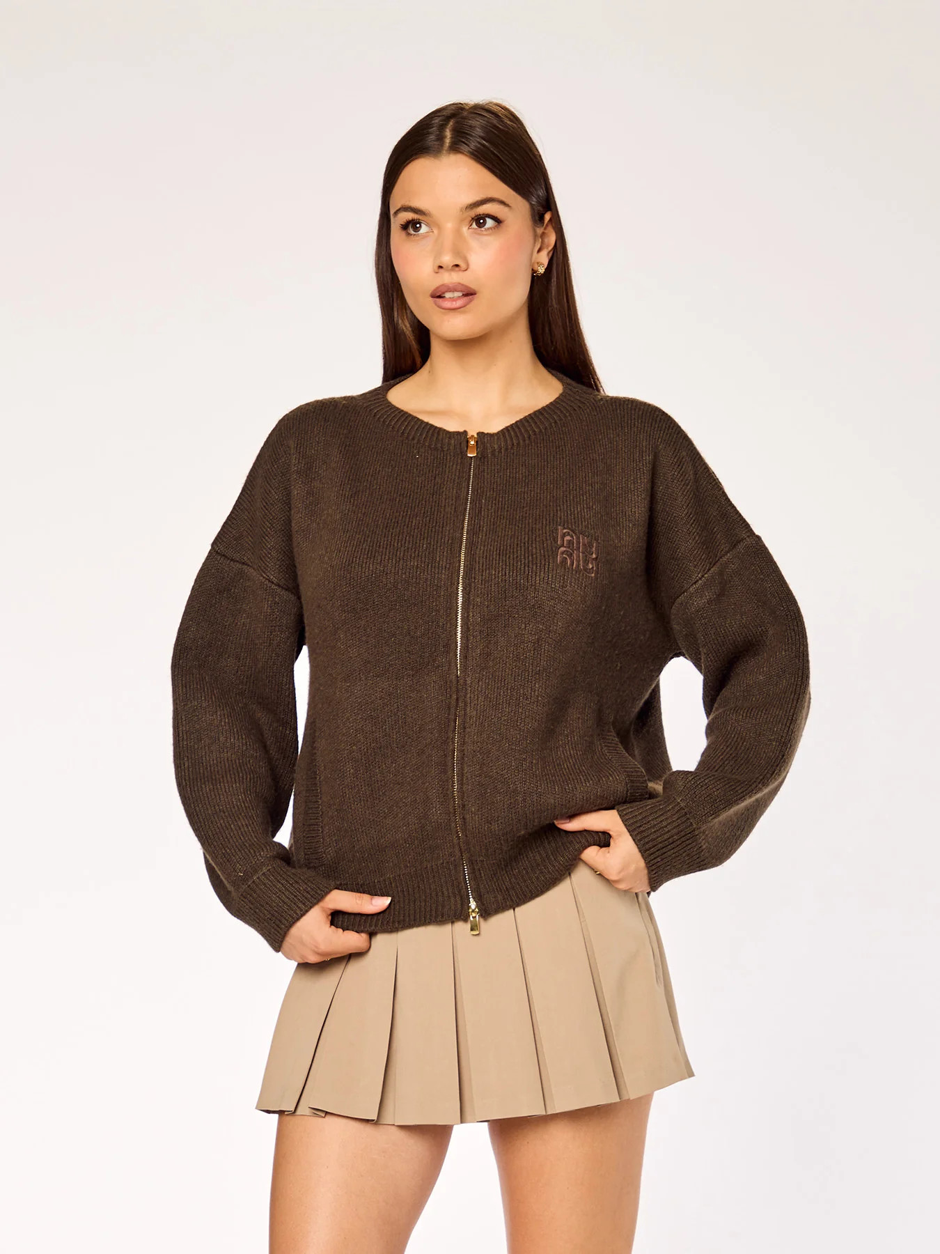 ASPEN - Monogram Cardigan • Tobacco | Ninety-9