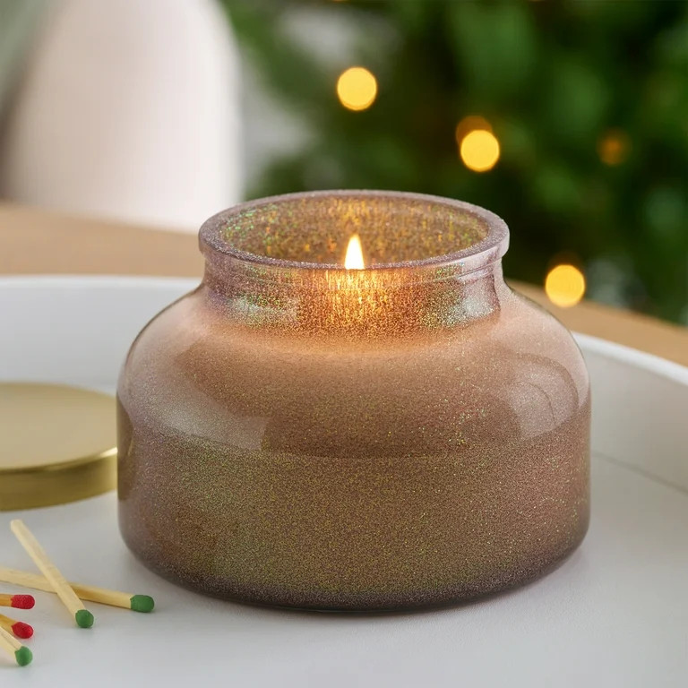Better Homes & Gardens 1-Wick Holiday Scented Glitter Jar Candle, Cinnamon and Orange, 12oz. | Walmart (US)