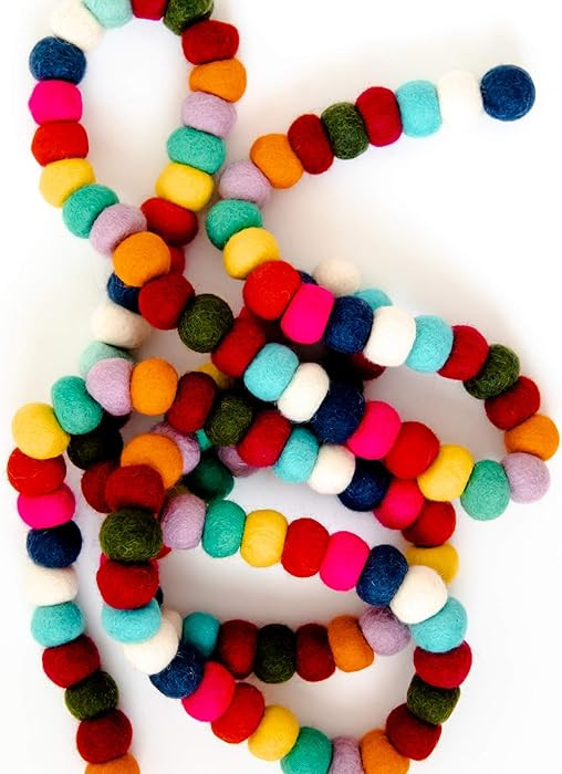 Colorful Felt Ball Pom Pom Garland | 9 Ft | Spring, Easter, Birthday, Christmas Decor | 100% Wool... | Amazon (US)
