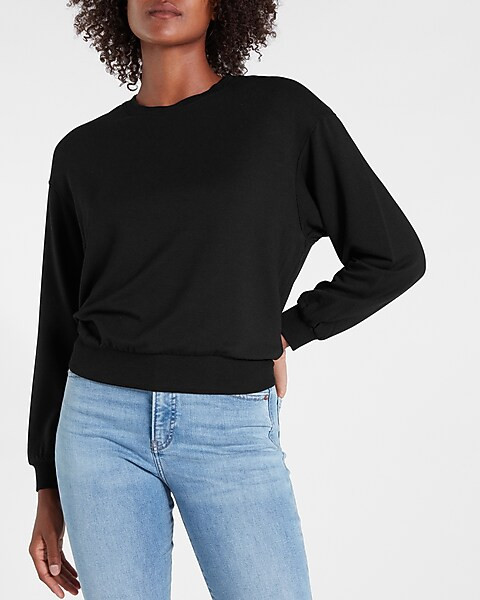 Open Back Crew Neck Sweatshirt | Express