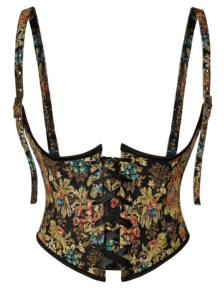 Scarlet Darkness Corset Belt for Women Floral Lace Up Boned Underbust Corset Waist Belts | Amazon (US)