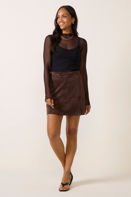 Z SUPPLY Women's Perri Suede Mini Skirt, Size Large, Darkchocolate Brown | Evereve