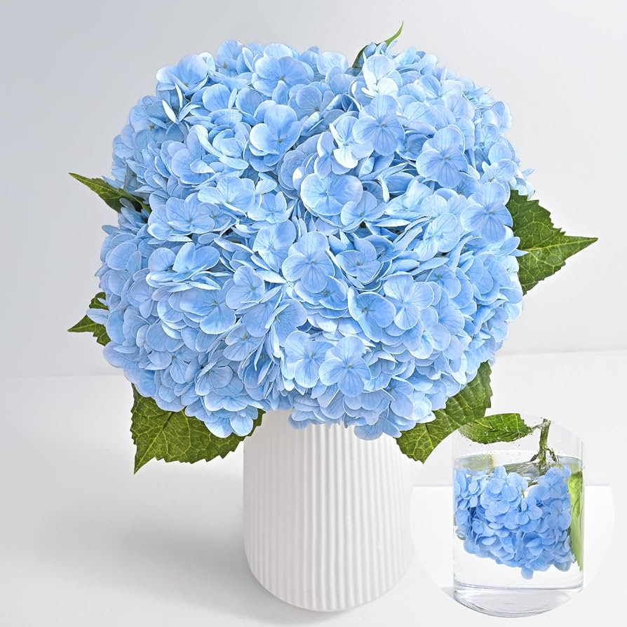 MARTINE MALL 4Pcs 21in Hydrangea Artificial Flowers, Latex Real Touch Hydrangeas Lifelike Large H... | Amazon (US)