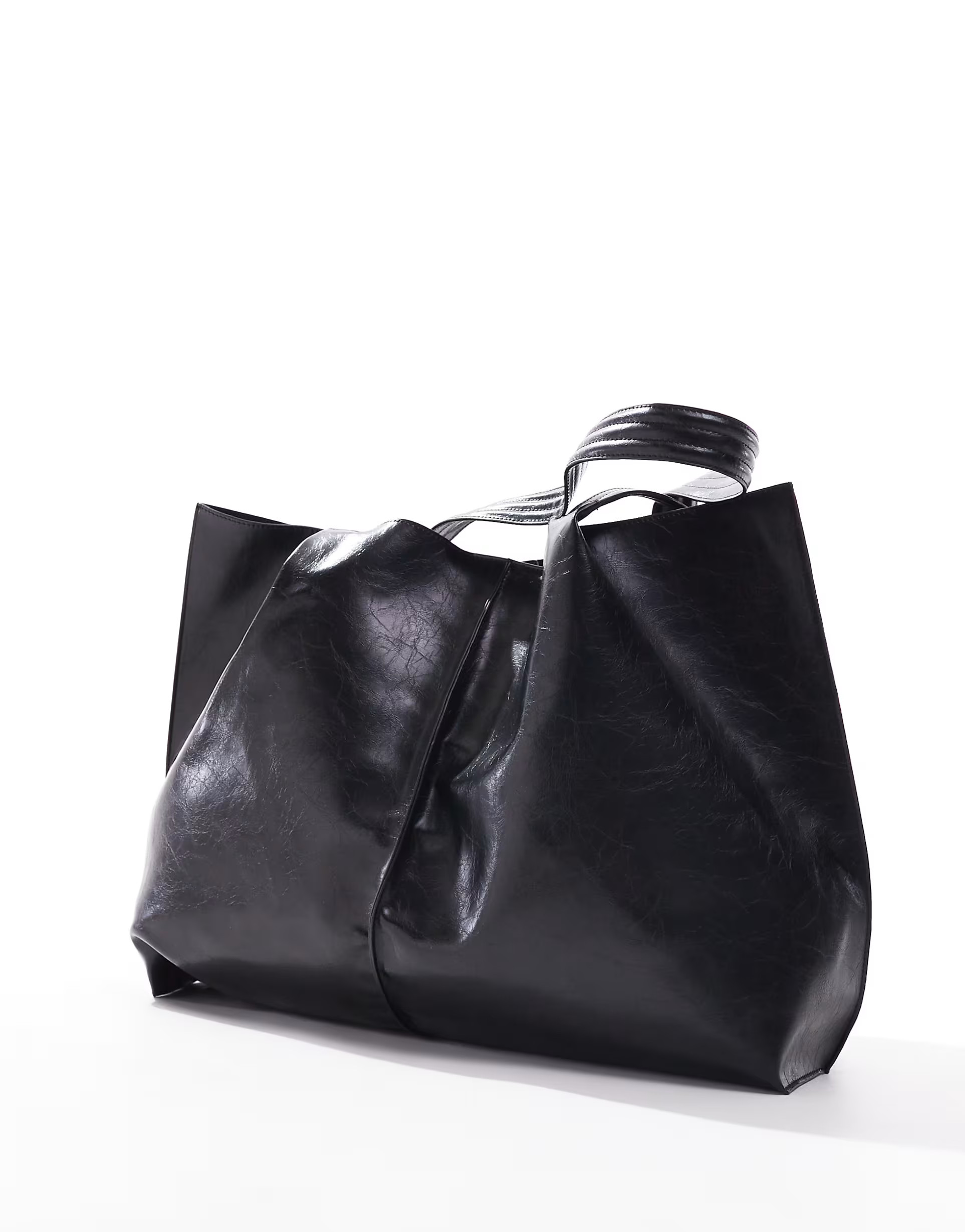 ASOS DESIGN soft pleat detail tote bag in black | ASOS (Global)
