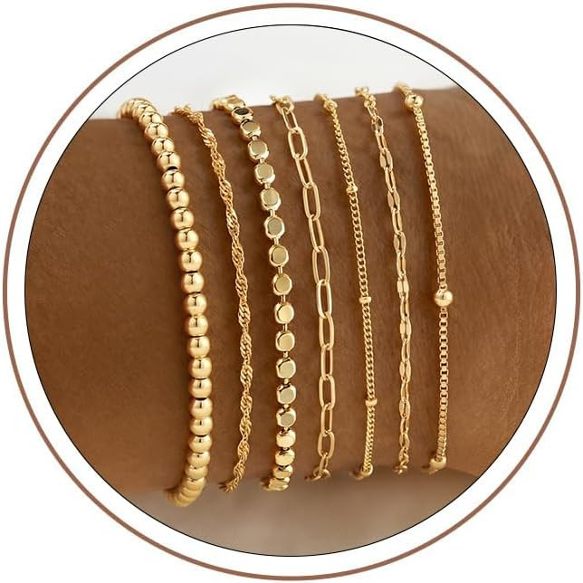 Turandoss Gold Bracelets Set for Women No Tarnish Trendy Jewelry Gifts | Amazon (US)