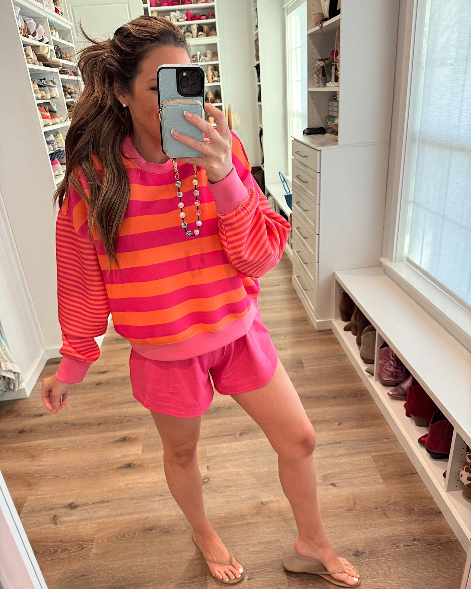In a medium athletic romper, medium stripe sweater and sandals - fits tts.

#LTKStyleTip #LTKSeasonal #LTKActive