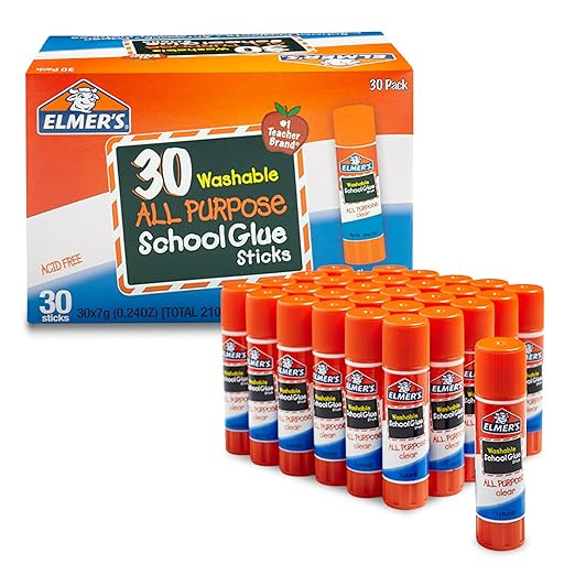 Elmer's All Purpose School Glue Sticks, Acid-Free and Washable, Clear, 7 Grams, 30 Count - Craft ... | Amazon (US)