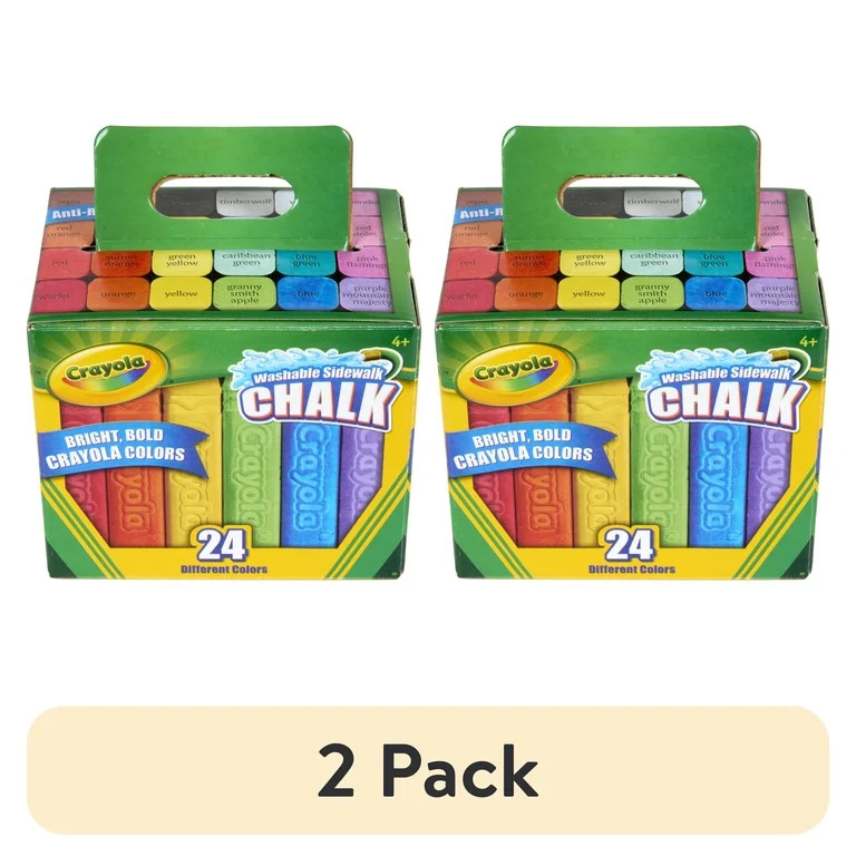 (2 pack) Crayola Washable Sidewalk Chalk, 24 Ct, Outdoor Toys, Easter Basket Essentials, Summer A... | Walmart (US)
