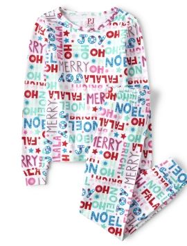 Girls Mommy And Me Christmas Words Snug Fit Cotton Pajamas - white | The Children's Place