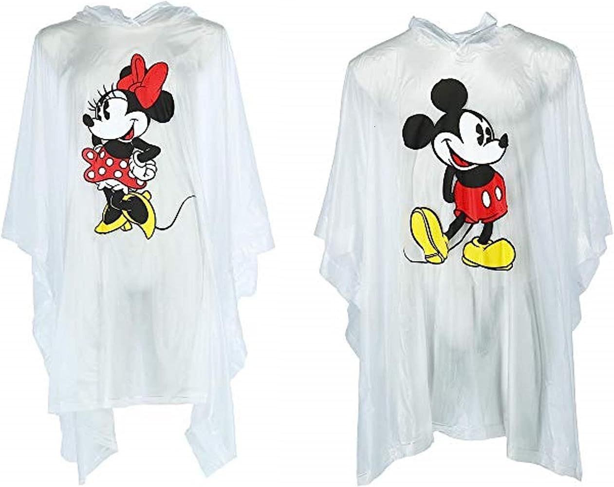 Disney Classic Mickey and Minnie Rain Poncho 2 pack set , Clear Adult | Amazon (US)