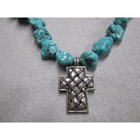 Chunky Genuine Turquoise 925 Sterling Cross Necklace>Turquoise Necklace, 925 Cross Necklace, Turquoise Necklace, Southwestern | Etsy (US)