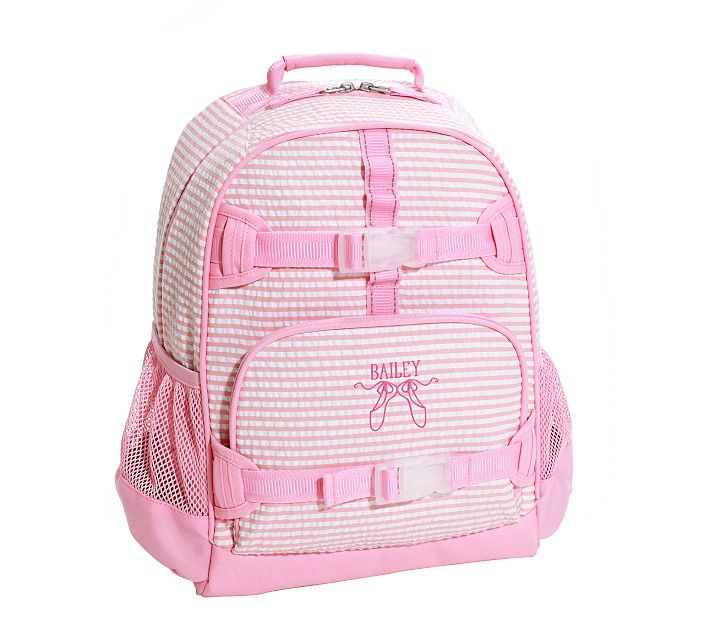 Mackenzie Bright Pink Seersucker Backpacks | Pottery Barn Kids
