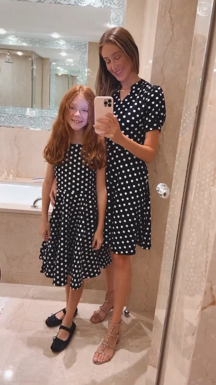 Mommy and me matching polkadot dresses. They run true to size I’m wearing size small 
Abbie size 12 
We should of ordered size 10 for her since she is 9 

#LTKkids #LTKover40 #LTKfamily