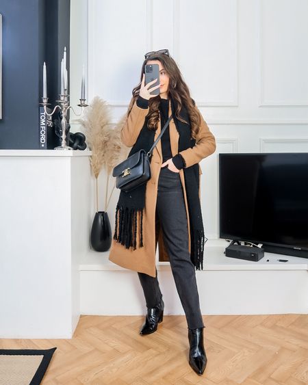 winter outfits, winter styling, winter looks, denim outfits, black jeans outfit idea, black straight jeans outfit, ankle boots, camel coat, wool coat, tailored coat, winter layers, black cross body bag, daily outfit inspo, daily outfit ideas 

#LTKworkwear #LTKstyletip #LTKeurope