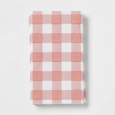 16ct Gingham Disposable Napkin Burgundy - Threshold™ | Target