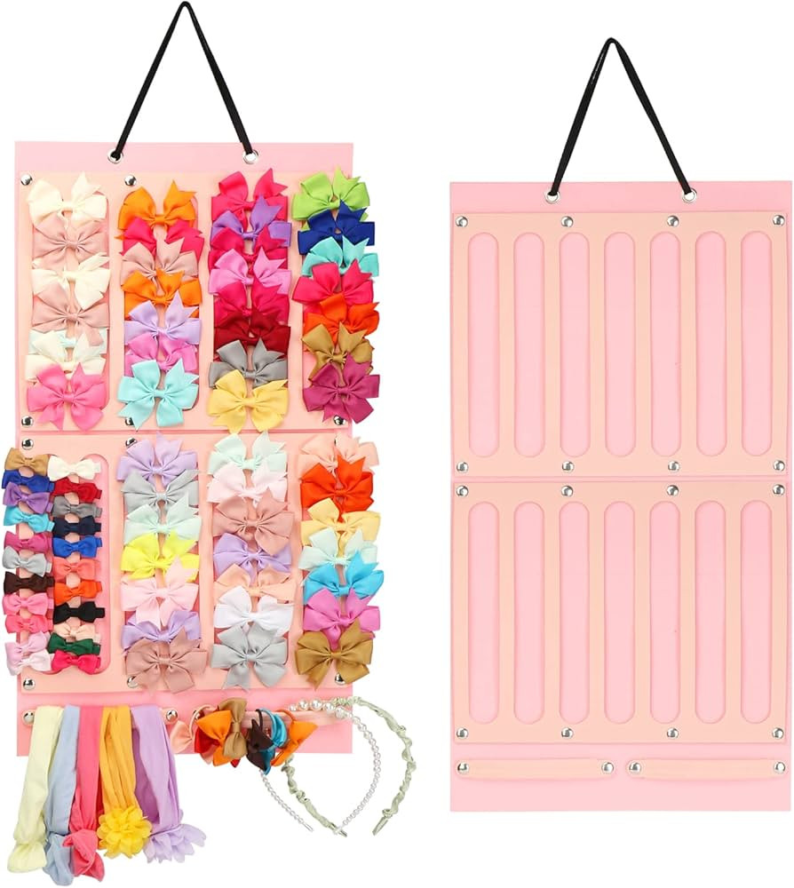 Hair Bows Holder w/Large Capacity, Hair Clips Storage Hanger w/ 16 Ribbons, Hair Bows Organizer, ... | Amazon (US)