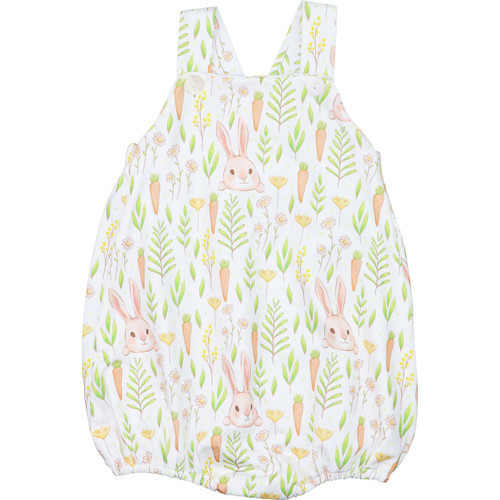 Bunny And Carrot Print Knit Bubble  - Shipping Early March | Cecil and Lou