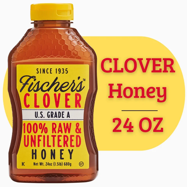 Fischer's Honey Clover Honey 24oz, 100% Pure, Raw and Unfiltered , 24 oz Squeeze Bottle | Walmart (US)