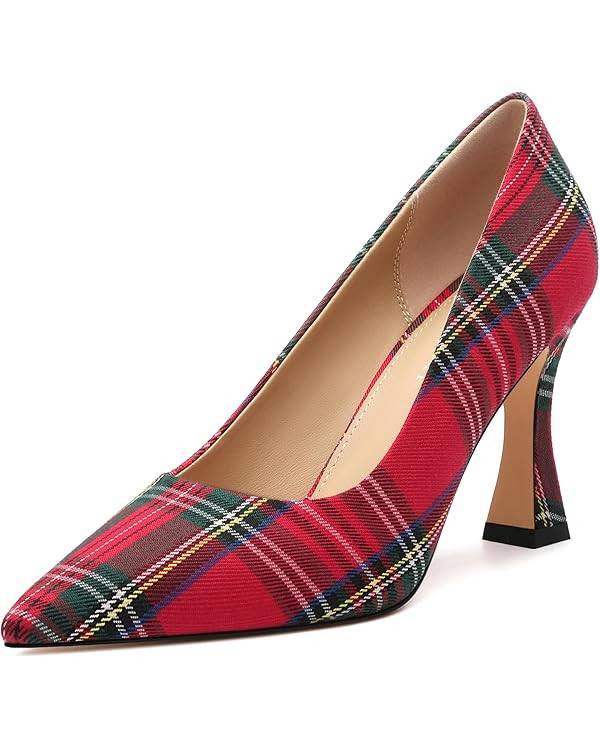 AMBELIGHT Women's Pointed Toe Stiletto Pumps 3.2 Inch High Heels Slip On Classic Comfort Dress Sh... | Amazon (US)