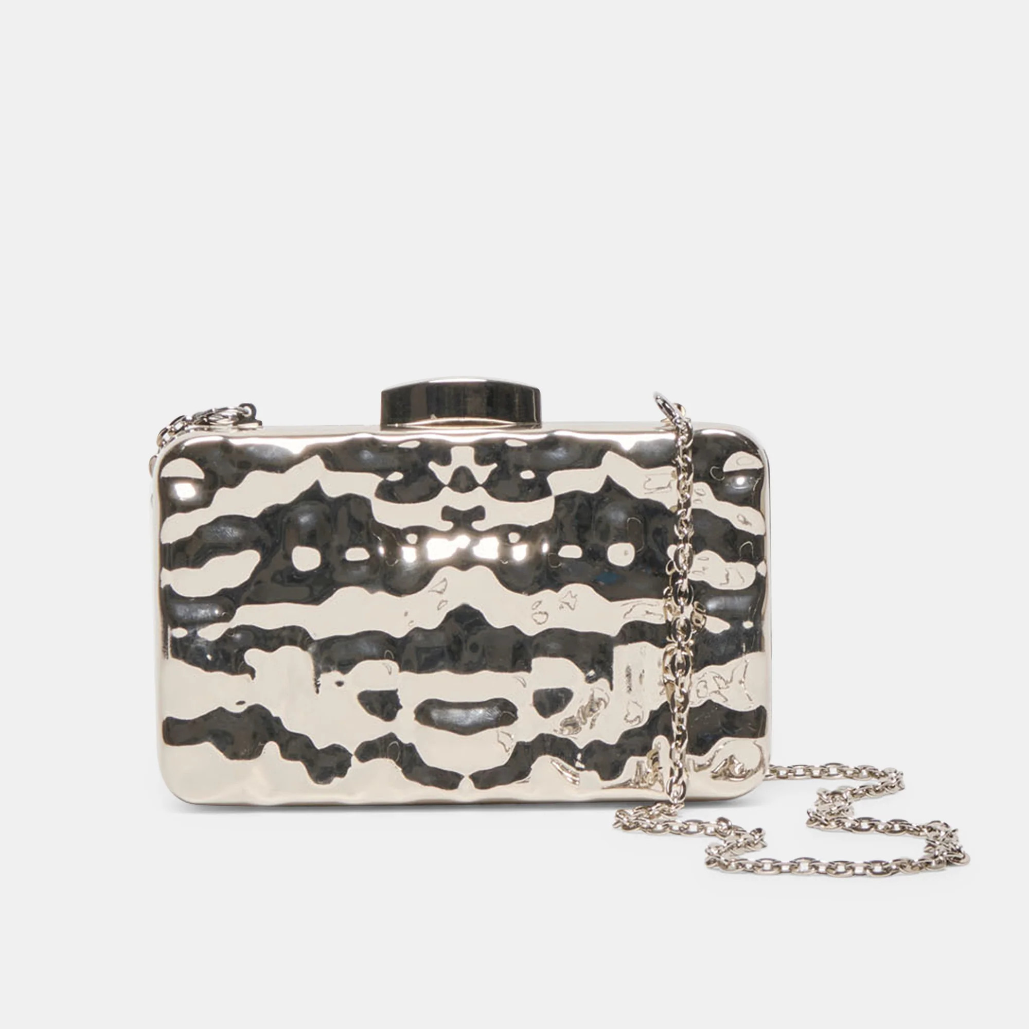 Delia Clutch Silver Metal | DolceVita.com