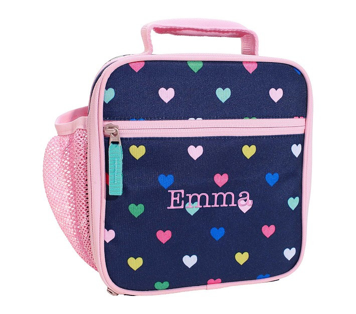 Mackenzie Navy Pink Multi Hearts Lunch Boxes | Pottery Barn Kids