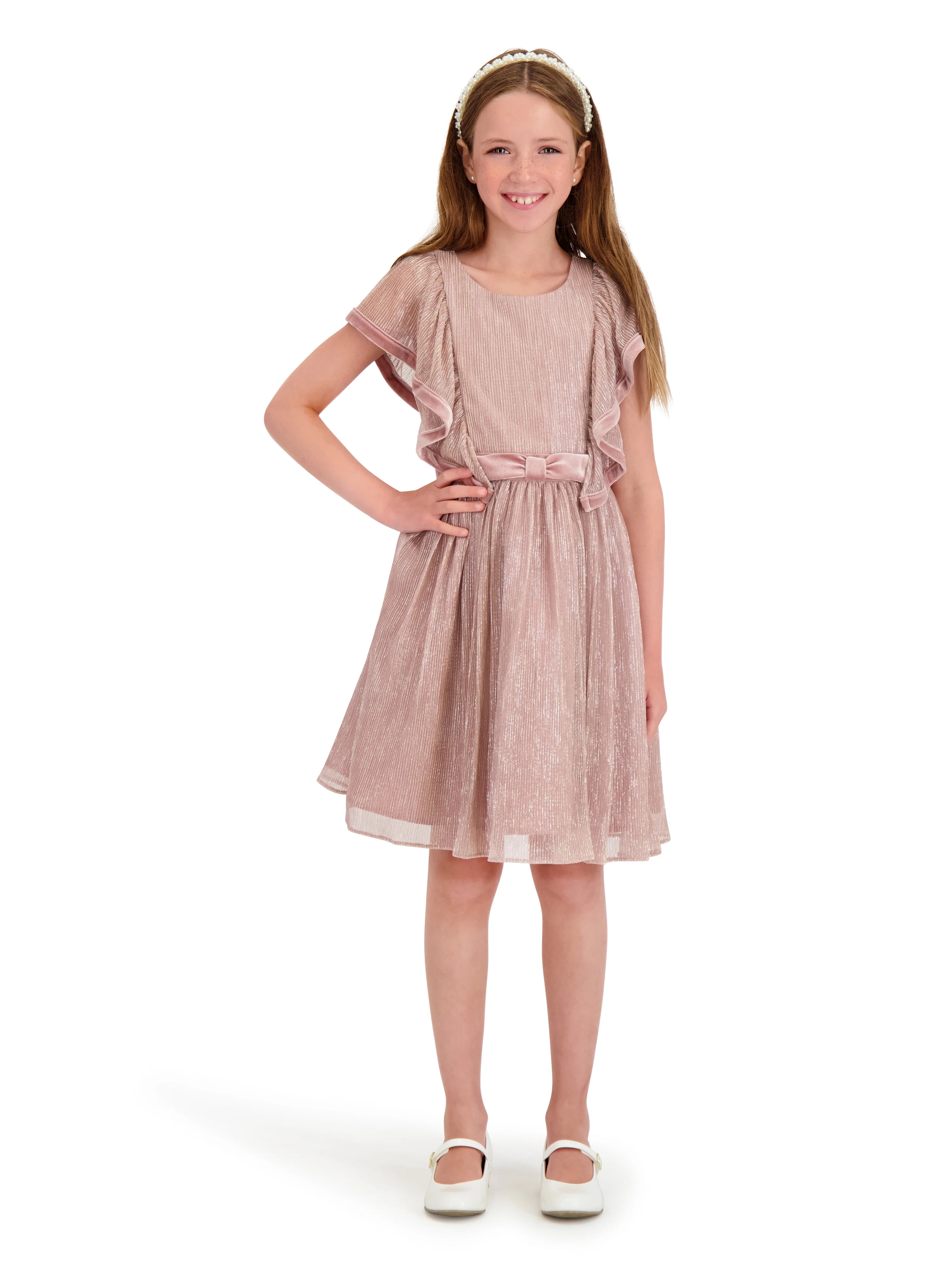 Kensie Girl Metallic Pleated Dress, Sizes 4-16 | Walmart (US)
