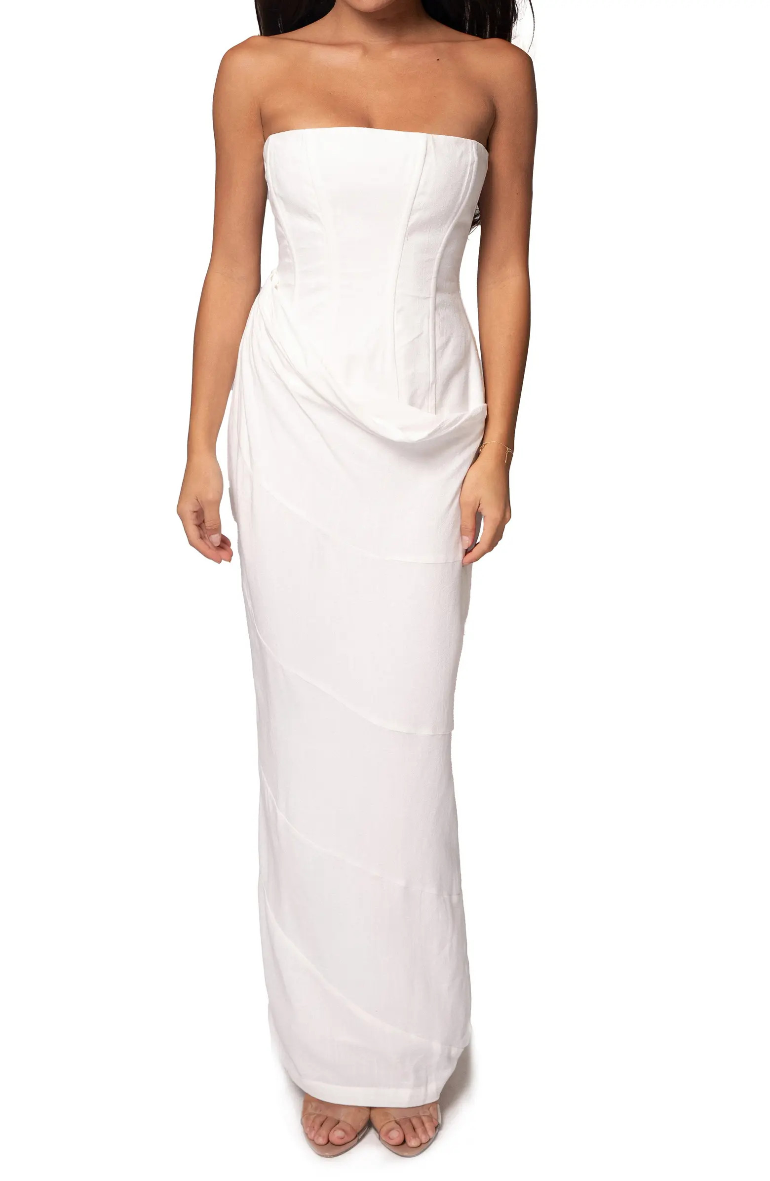 Journey Strapless Cotton & Linen Maxi Dress | Nordstrom