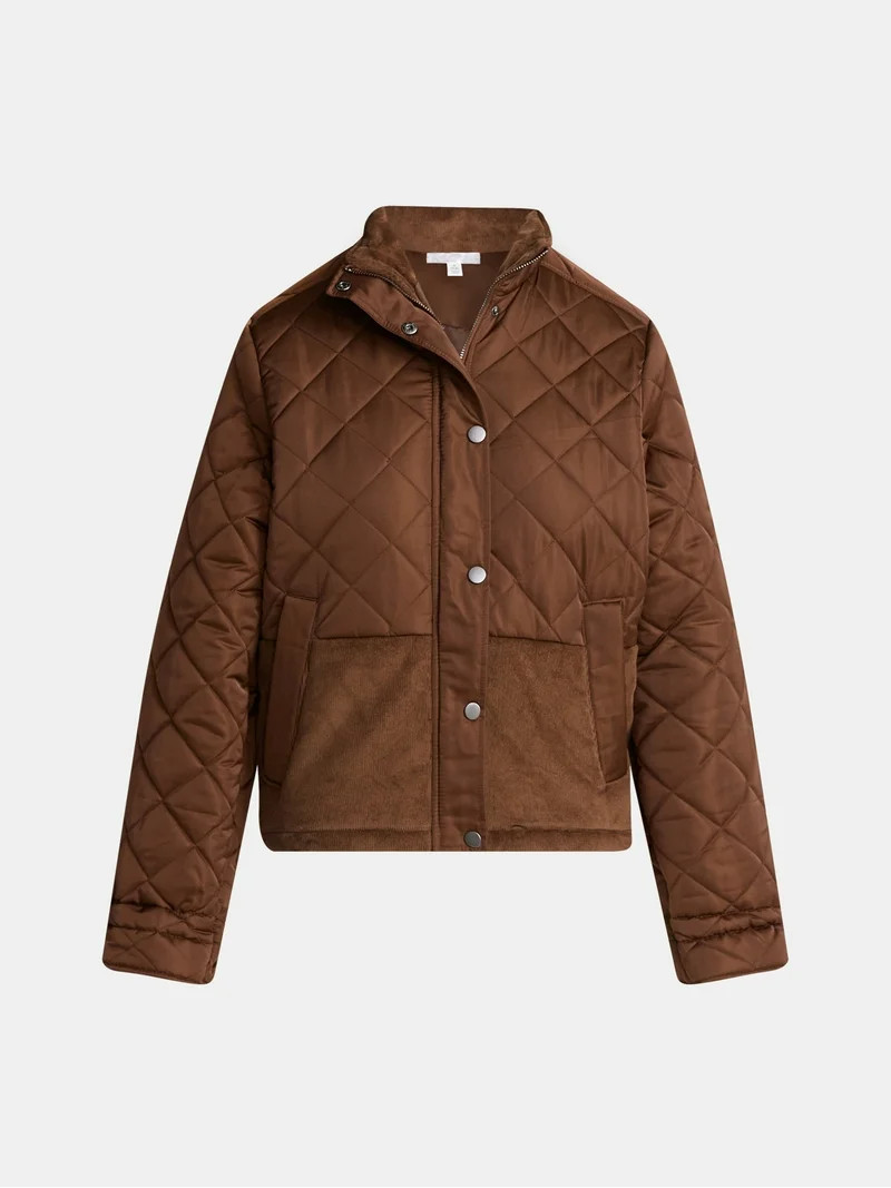 Time and Tru Women's and Women’s Plus Mixed Media Puffer Jacket, Sizes XS-2X | Walmart (US)