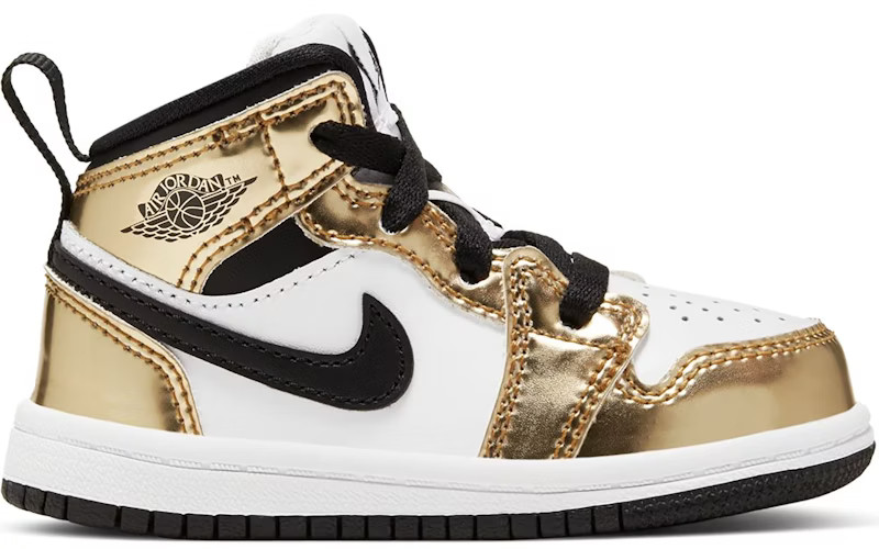 Jordan 1 Mid Metallic Gold Black White (TD) | StockX
