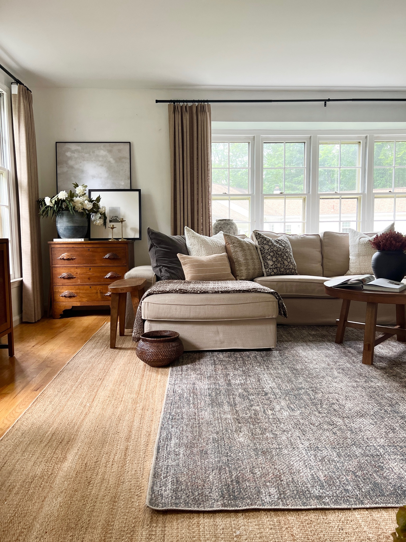 Living room inspo! Pillows layered rugs jute rug.
