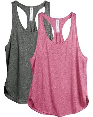 icyzone Women's Racerback Workout Athletic Running Tank Tops Loose Fit (Pack of 2) | Amazon (US)