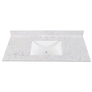 49 in. W x 22 in. D Stone Effects Cultured Marble Vanity Top in Pulsar with Undermount White Sink | The Home Depot