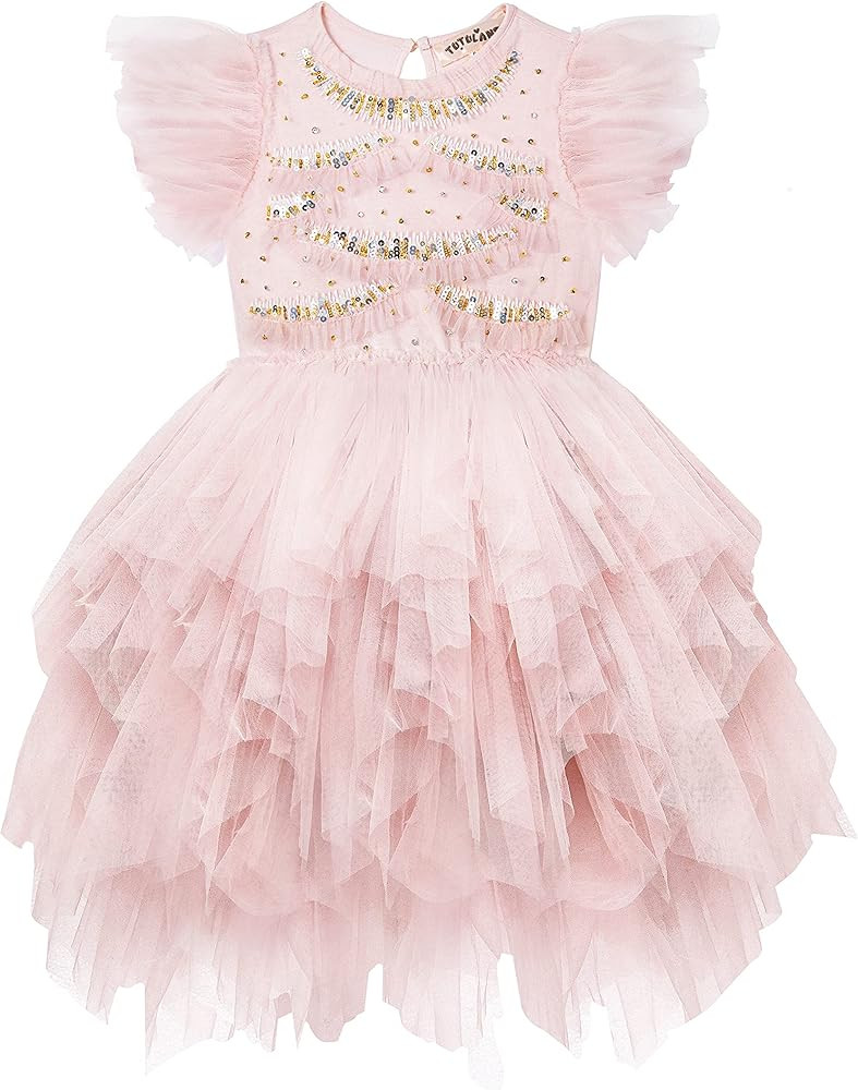 TUTULAND Tutu Dress for Girls - Glitter Sequin Tulle Dress Tiered Layered Flower Girl Dress for W... | Amazon (US)