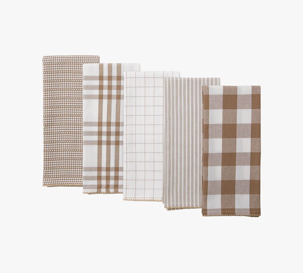 Farmhouse Woven Cotton Kitchen Towels - Set of 5 | Pottery Barn (US)