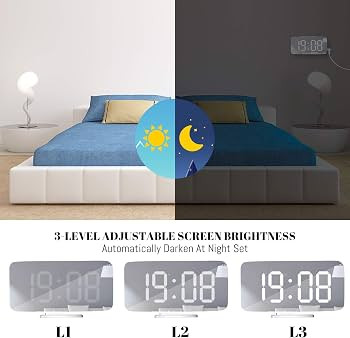 WulaWindy Digital Alarm Clock, Large Mirrored LED Display, with USB Charger, Snooze Function Dim ... | Amazon (US)