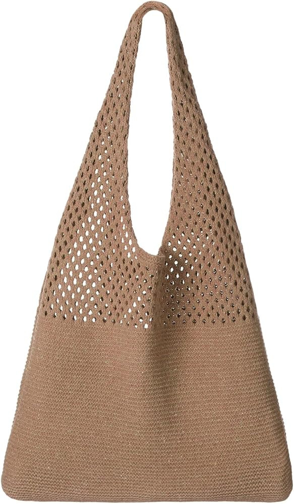 Ovida Crochet Mesh Beach Tote Bag Summer Y2K Aesthetic Knit Shoulder Bag Large Capacity Hobo Bag ... | Amazon (US)