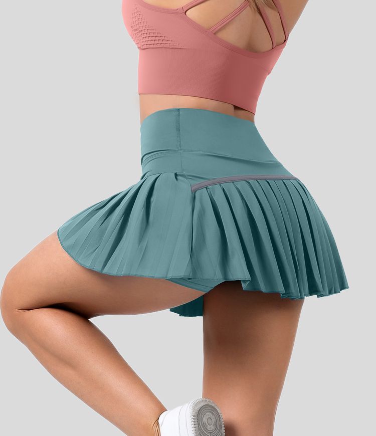 Mid Rise 2-in-1 Side Pocket Pleated Mini Tennis Skirt | HALARA