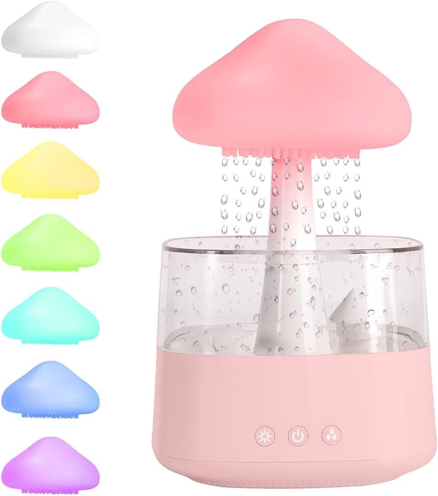 Cloud Rain Humidifier Water Drip, Sleep Aid Aromatherapy Machine Humidifier,Mushroom Humidifier with 7 Changing Colors Night Lights, Essential Oil Diffuser for Bedroom Home Office | Amazon (US)