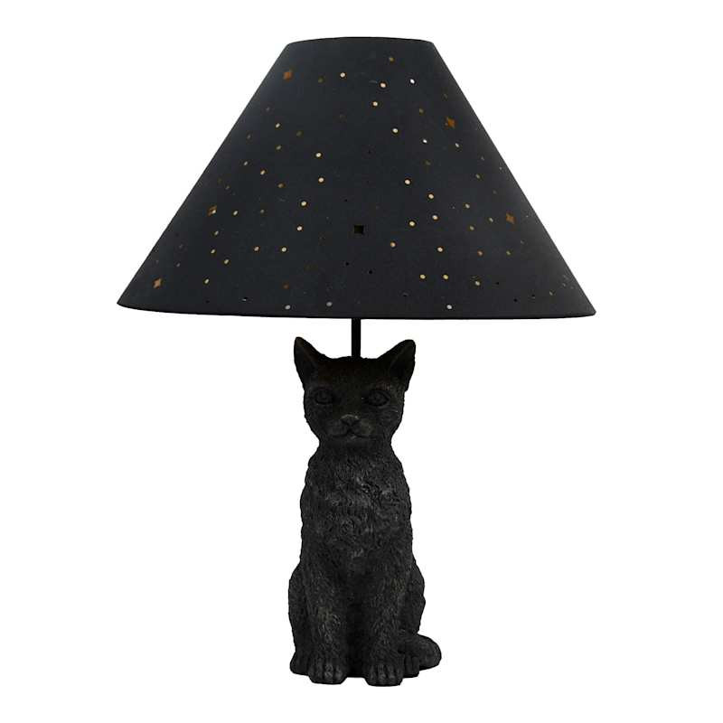 Black Cat Table Lamp with Shade, 24" | At Home